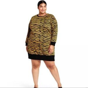 Victor Glemaud For Target Sweater Dress Womens Plus Sz X1 Zebra print Dark gold